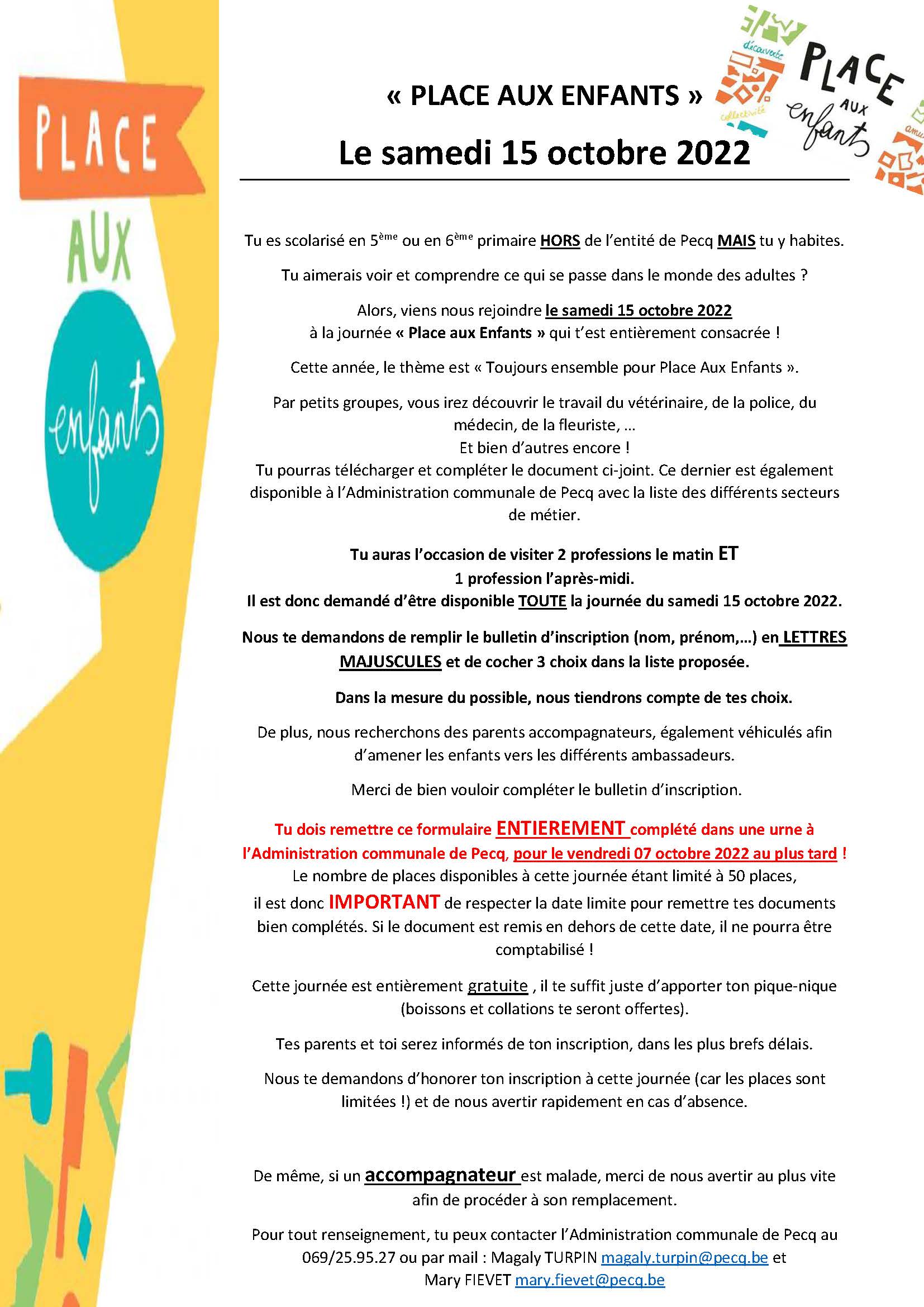 2022 Doc I Info de la journée aux enfants de l'entité hors écoles